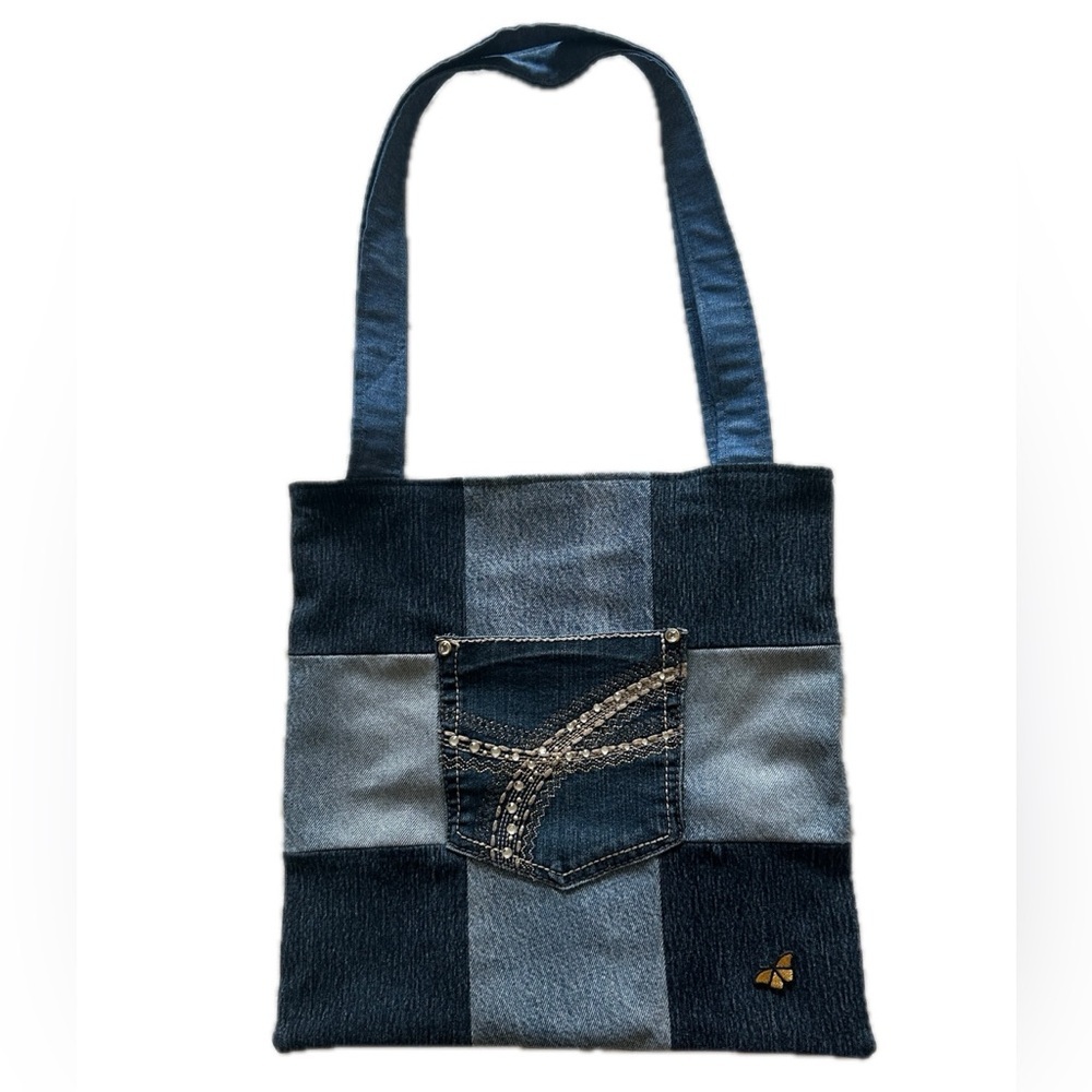 Tote Bag: Patterned Lining - Butterfly Patch - Tw… - image 1